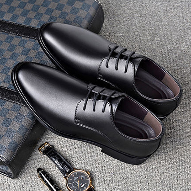 รองเท้าหนังชาย รองเท้าทำงานอย่างเป็นทางการ สไตล์ลำลองธุรกิจ เชือกผูก สีดำ สีน้ำตาล หลา 39-44