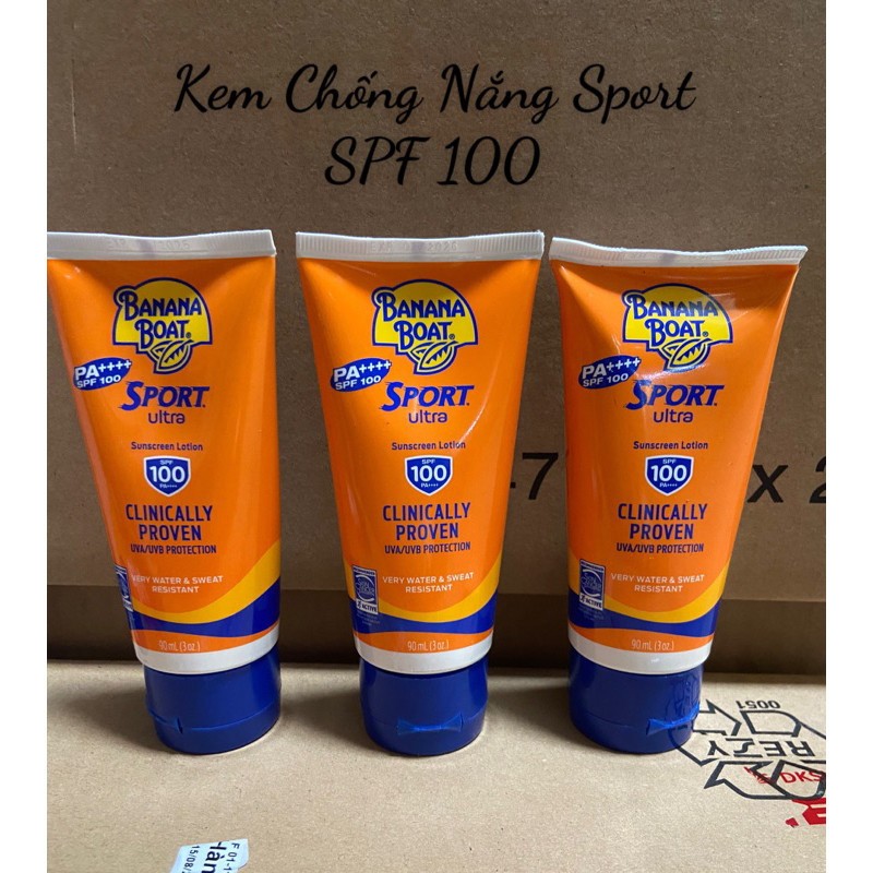 ของแท้ % Banana Boat Sport ultra Sunscreen Lotion SPF100+ PA++++90ml.ครีมกันแดดกีฬา,เหมาะสำหรับเล่นกีฬากลางแจ้ง