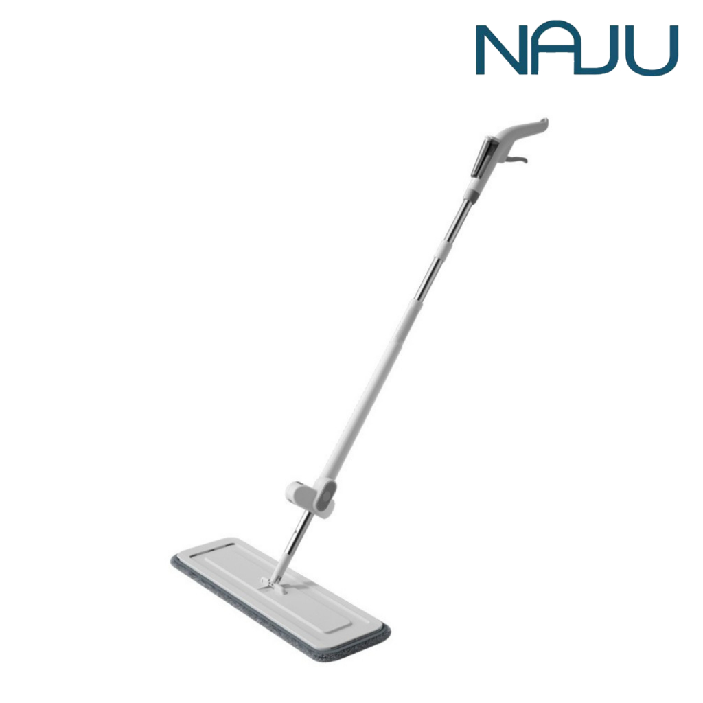 Naju ไม้ถูพื้น ฉีดน้ำได้ หัวฉีดละอองน้ำ Mop เติมน้ำยาถูพื้นได้ ไม้ม็อบถูพื้น ดันฝุ่น ดูดซับเส้นผมได้ดี แถมฟรีผ้าม็อบ1ผืน