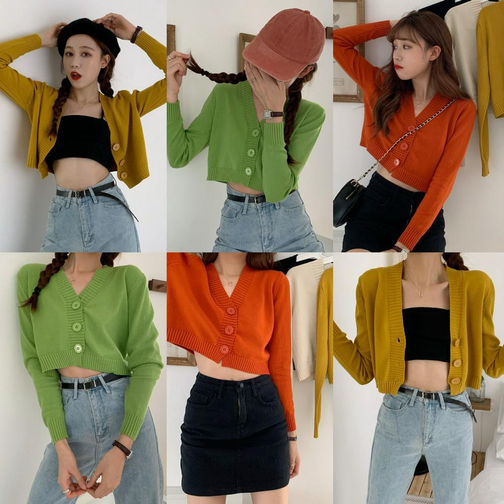 [ร้านไทย ] เสื้อคลุม คาร์ดิแกน แบบดาราเกาหลี แต่งกระดุมสวยเกร๋ น่ารัก ผ้านุ่ม ใส่สบาย กันแดด กันหนาว Misssxindy KR5.