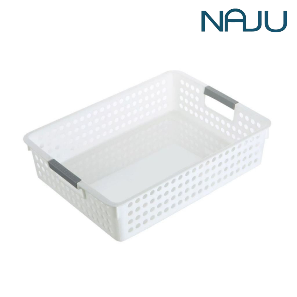 Naju ตะกร้าพลาสติก ตระกร้าใส่ของ Organizing basket จัดระเบียบห้องน้ำ ห้องครัว ประหยัดพื้นที่