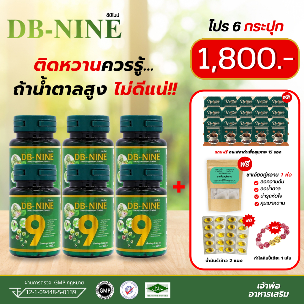(ส่งฟรี!!) (ฟรี!!!คูปองส่วนลด100) DB-NINE ดีบีไนน์ อาหารเสริม สมุนไพรเบาหวาน ความดัน ลดน้ำตาลในเลือด