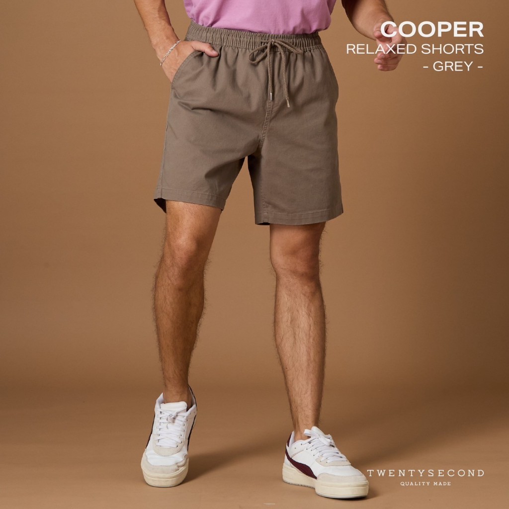 TWENTYSECOND กางเกงขาสั้น เอวยางยืด ทรง Relaxed Fit รุ่น Cooper Relaxed Shorts - เทา / Grey