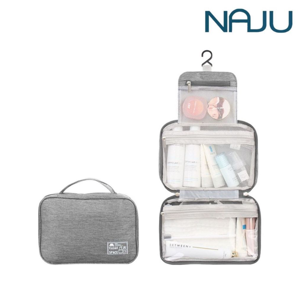 Naju กระเป๋าใส่เครื่องอาบน้ำ กระเป๋าพกพาtravel bag เดินทางมีที่แขวน เก็บอุปกรณ์อาบน้ำ เครื่องสำอางค์ gadget ขนาด 16.5x25