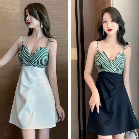fashiongirl1688 ชุดเดรสสายเดี่ยวทรงสวยๆ แนวลูกคุณหนูน่ารักๆเนื้อผ้านิ่มๆใส่เที่ยวใส่ทำงานชุดเดียวกัน