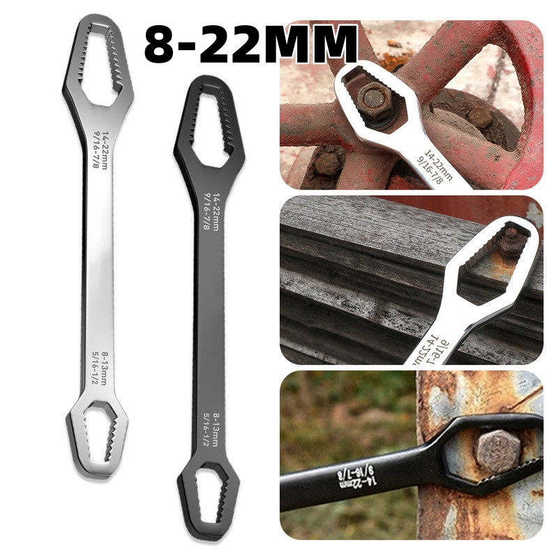 บล็อคขันน๊อต ปากตาย ประแจอเนกประสงค์ 8-22mm. ครอบจักรวาล 15in1 ประแจขันน๊อต หกเหลี่ยม ประแจข้าง ขันใต้อ่าง ด้ามขัน 2ข้าง