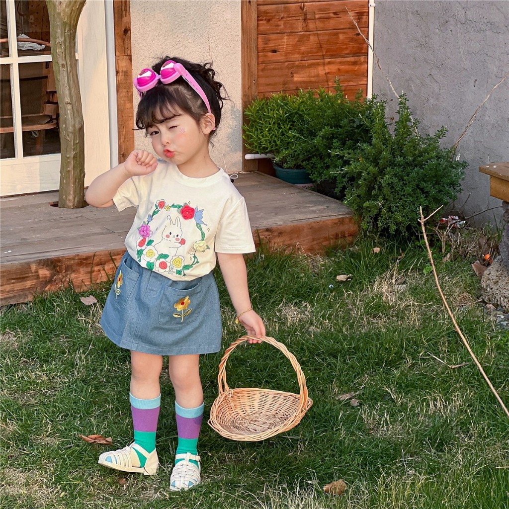 ชุดเซตลูกสาว กระโปรงยีนเทียม น่ารักกที่สุดด No.225