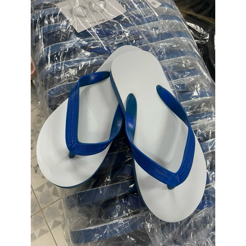 (ยกโหล 12คู่)รองเท้าฟองน้ำ แตะหูคีบ 3หู สีฟ้าขาว และ คละสี คละเบอร์