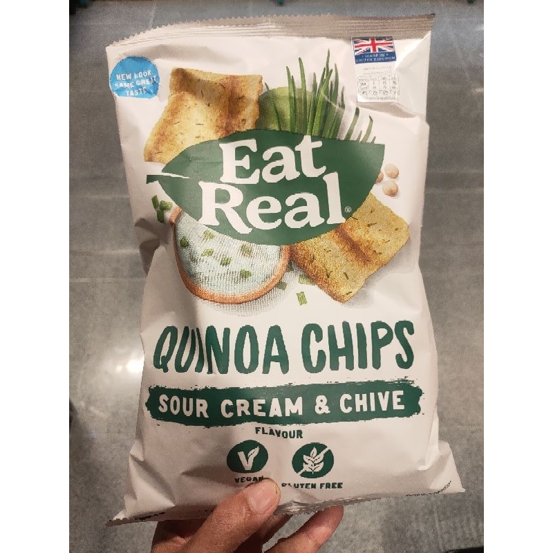 Eat Real Quinoa Chips Sour Cream & Chive 80g.แผ่นคลินัวทอดกรอบ รสซาวครีมและต้นหอม 80กรัม