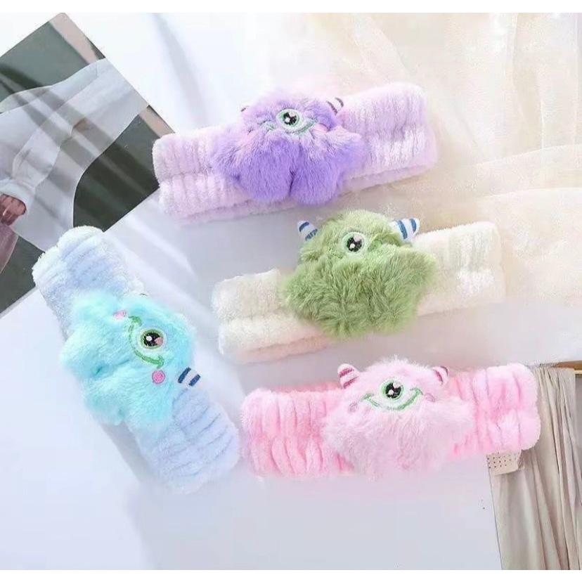 DEH-ที่คาดผมนุ่ม แบบผ้าน้อนมอนเตอร์ ประดับผมน่ารัก พร้อมส่ง