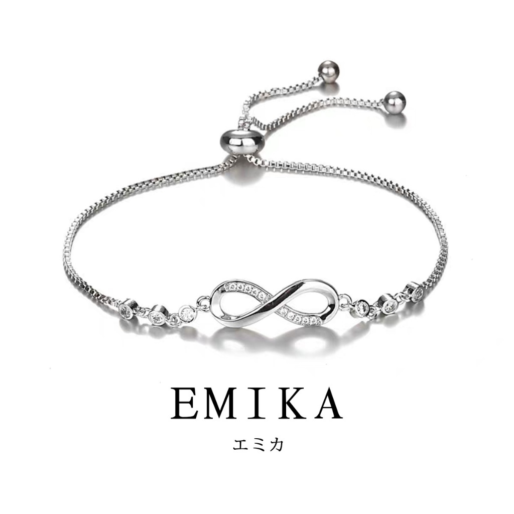 Emika เครื่องประดับที่เรียบง่าย สร้อยข้อมือเงิน925 สร้อยข้อมือสลิงน่ารัก สร้อยข้อมือชุบทองสตรี S04