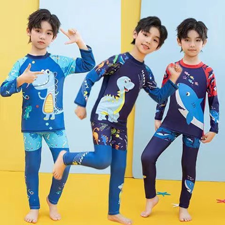 💖ร้านไทย💖ชุดว่ายนํ้าเด็กชาย ขายาว แขนยาว พร้อมหมวก