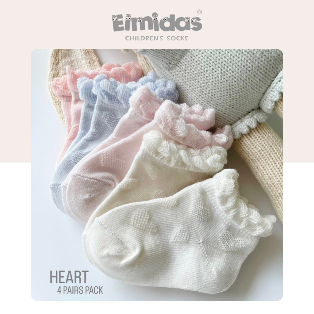 ถุงเท้าเด็ก Elmidas รุ่น Heart (เซ็ท 4 คู่)