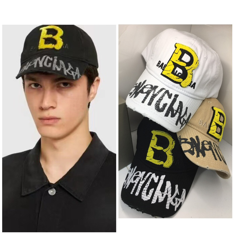 Pre order Balenciaga Cap หมวก graffiti baseball cap unisex with packagingn