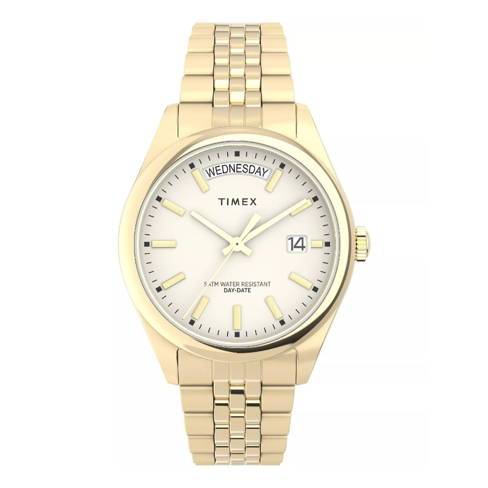 Timex TW2V68300 Legacy Day and Date Ivory Dial Stainless Steel Quartz 36mm นาฬิกา นาฬิกาข้อมือ นาฬิกาข้อมือผู้หญิง