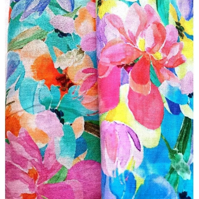 ผ้าลินินญี่ปุ่น ลินิน100% ลินินแท้ ลายดอก กุหลาบชมพู สีหวาน ผ้าเมตร ตัดเสื้อ ตัดเดรส pure linen fabric