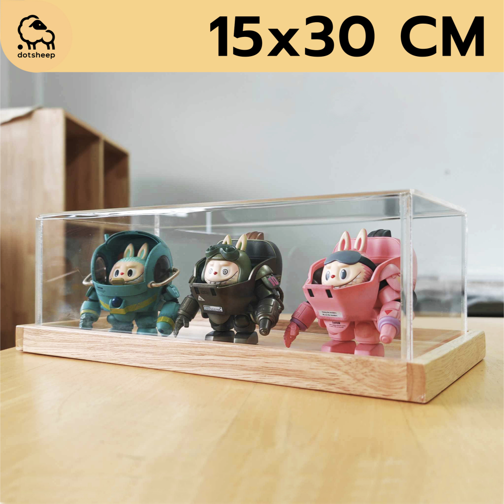 Dotsheep กล่องใส่โมเดล ขนาด 15x30cm กล่องครอบโมเดล กล่องโชว์โมเดล ฟิกเกอร์ Art Toy อะคริลิคใส+ฐานไม้