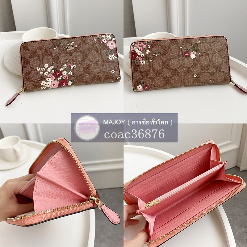 แท้💯% Outlet 7.8 นิ้ว Zip Long Wallet กระเป๋าสตางค์ใบยาวสตรีแบบคลาสสิก, กระเป๋าคลัทช์แบบมีซิป, ที่ใส่บัตร