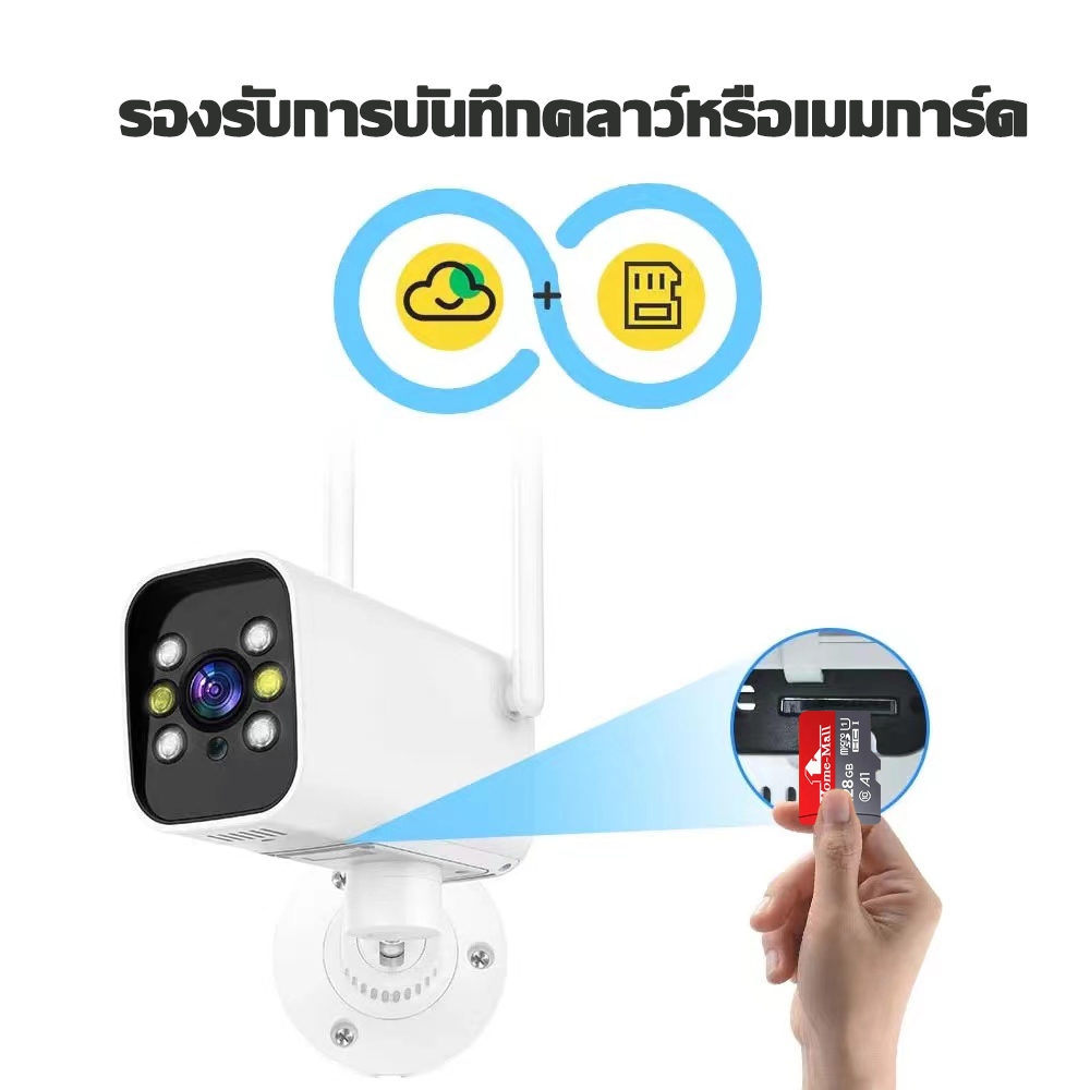 กล้องวงจรปิดกันน้ำ คมชัด4K กลางคืนภาพสี หมุนได้180องศา มีไมคลำโพง กล้องวงจรปิดไร้สาย เชื่อมไวไฟ2.4G