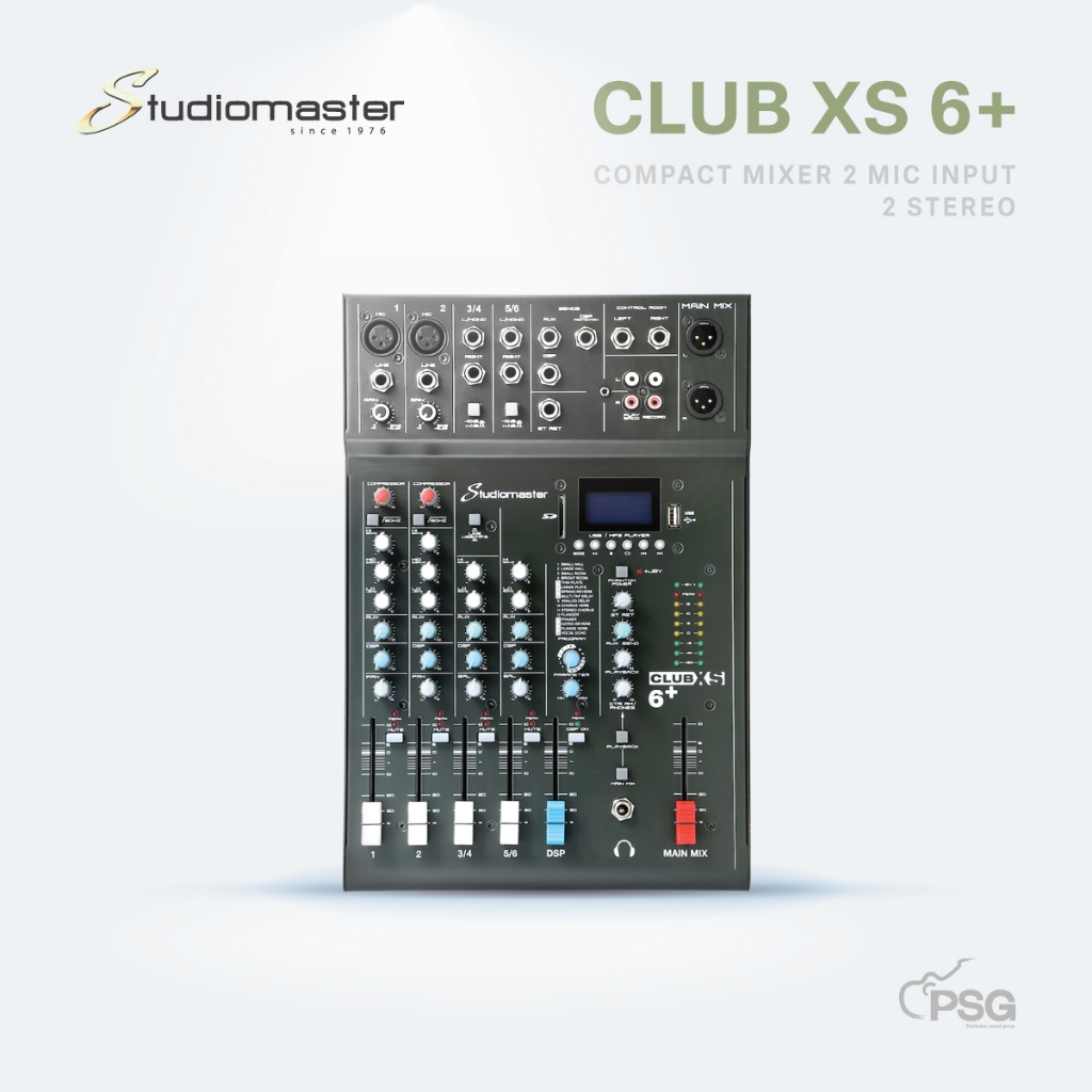 STUDIOMASTER : CLUB XS 6+ COMPACT MIXER 2 MIC INPUT, 2 STEREO