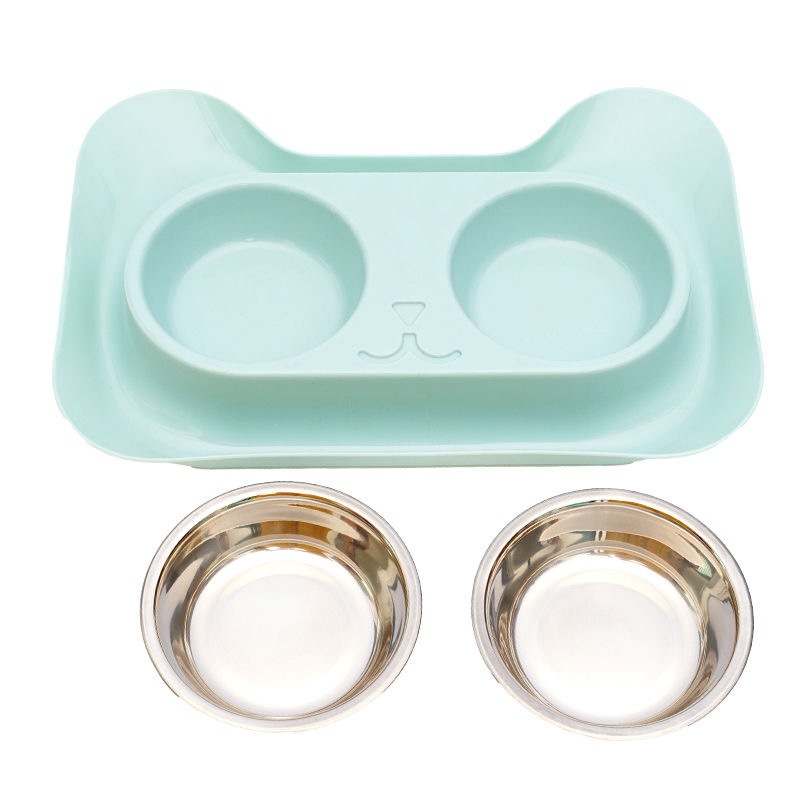 ชามอาหารกันมด ชาม2หลุม  ถ้วยอาหารแมว ชามสัตว์เลี้ยง สุนัข หมา แมว แบบแสตนเลส หน้าแมว ถ้วยอาหารหมา BC - รูปที่ 5