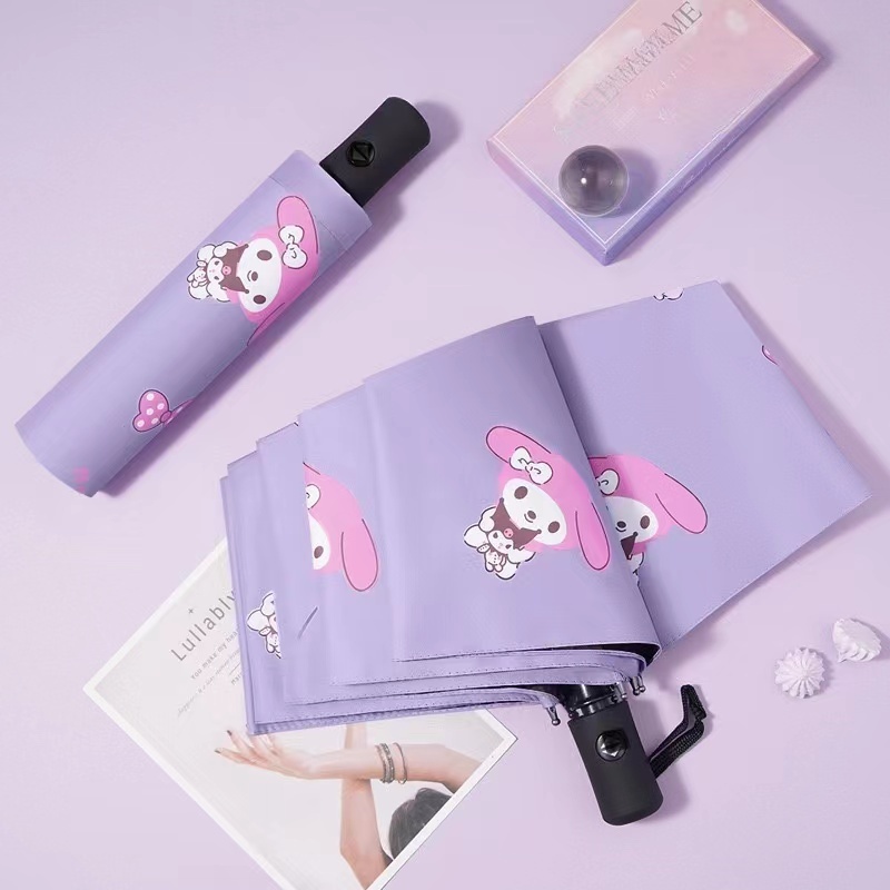 Sanrio ร่มกันฝน My Melody Cinnamoroll ลายการ์ตูน ร่มแบบใช้มือ ร่มกันแดด กันน้ำ กันลม กันแดด ป้องกันรังสียูวี แบบพกพา ปกป
