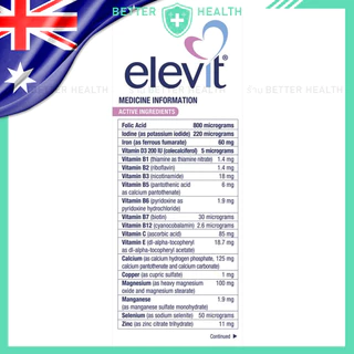 Elevit Pre Conception & Pregnancy Multivitamin 100 Tablets