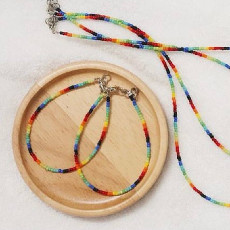 สร้อยลูกปัดญี่ปุ่น สีรุ้ง สร้อยข้อมือ สร้อยข้อเท้า สร้อยคอ pride lgbtq