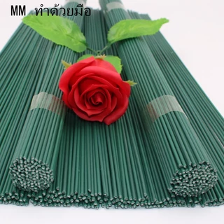 ก้านดอกไม้ห่อพลาสติก Chenille, สาขาดอกไม้จำลองทำด้วยมือ DIY, อุปกรณ์เสริมช่อดอกไม้, ลวดสีเขียว/เหล็ก