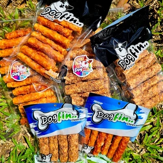 Dogfin (ด็อกฟิน) ครั้นชี่แท่งใหญ่คลุกไก่ / ไก่+ตับ ขนมสำหรับน้องหมาทุกสายพันธุ์