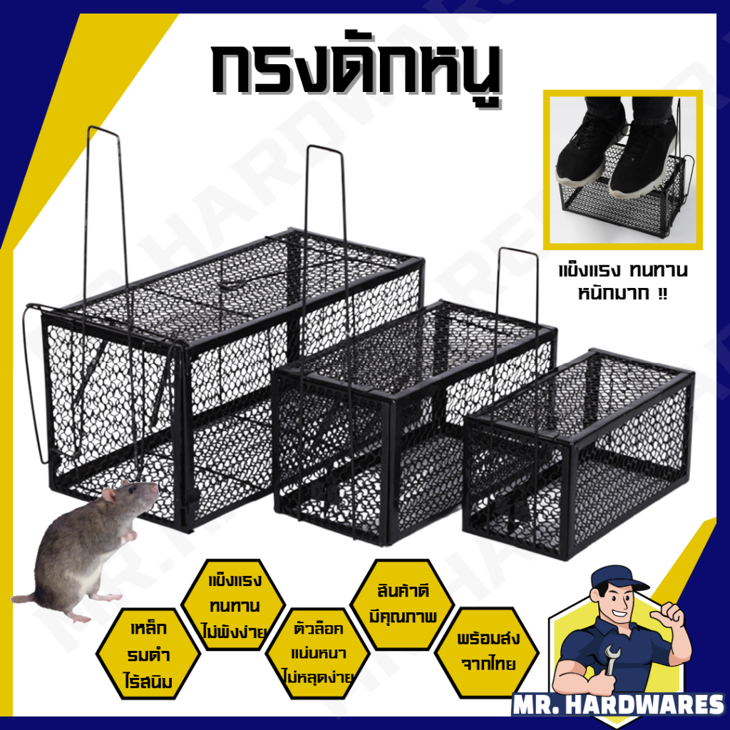 กรงดักหนู กรงดักหนูสปริงคู่ มีให้เลือก 3 ขนาด กรง กรงหนู คุณภาพดี หนามาก มีสปริง 2 ตัว ทนทาน ไร้สนิม