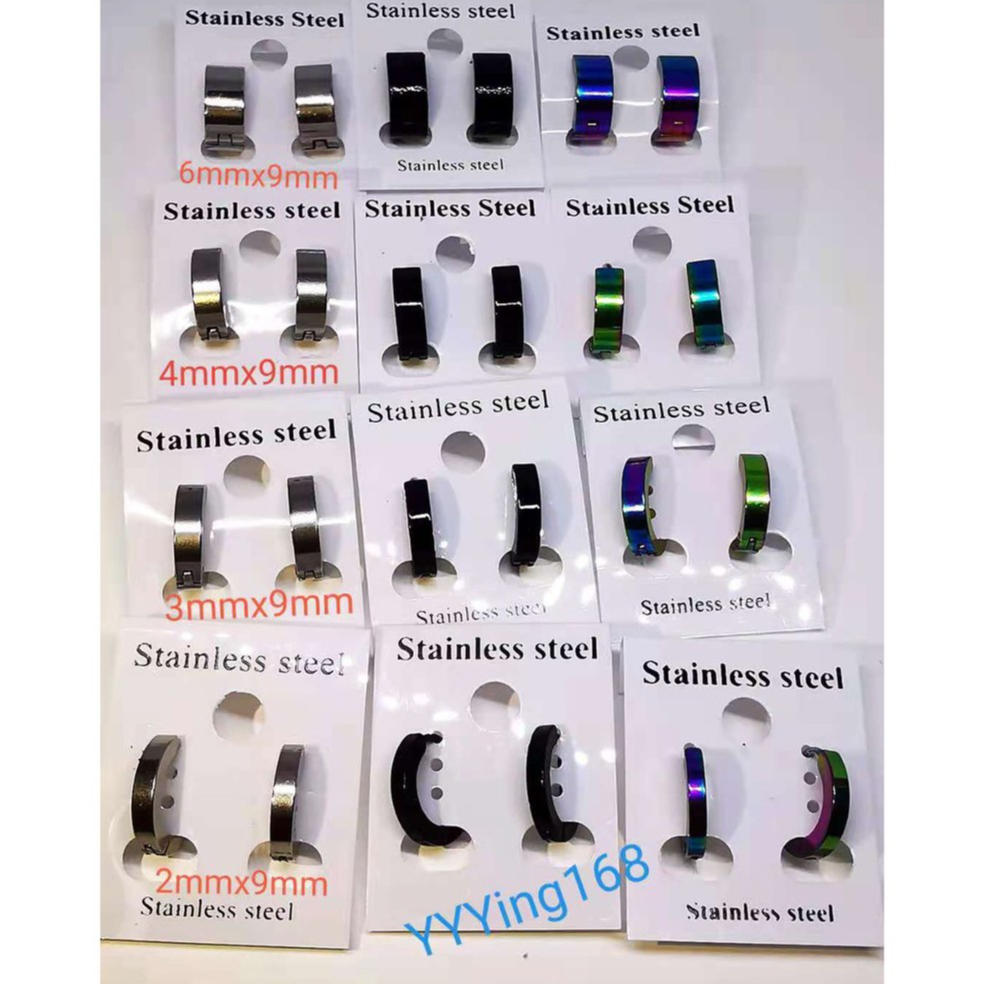 ต่างหู ตุ้มหู จิว ต่างหูผู้ชาย Punk Men Stainless Steel Hoop Piercing Round Earrings for Women Men 1 คู่