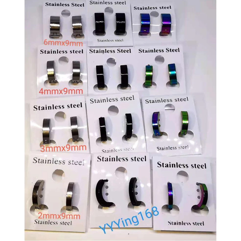 ต่างหู ตุ้มหู จิว ต่างหูผู้ชาย Punk Men Stainless Steel Hoop Piercing Round Earrings for Women Men 1 คู่