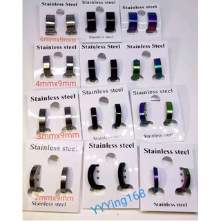ต่างหู ตุ้มหู จิว ต่างหูผู้ชาย Punk Men Stainless Steel Hoop Piercing Round Earrings for Women Men 1 คู่
