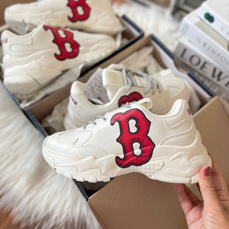 พร้อมส่ง MLB Bigball Chunky A Classic Boston Redsox รองเท้าสีขาว Logo B สีแดง 🤍❤️