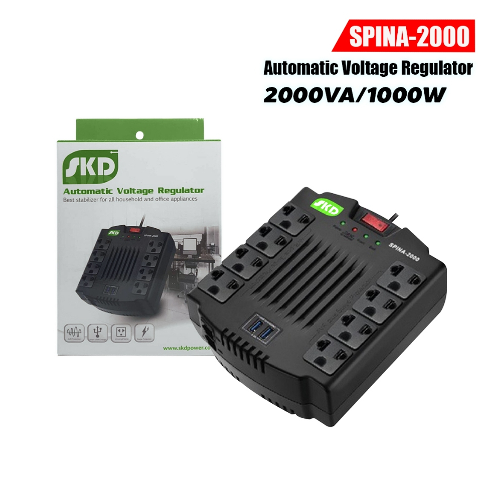 SKD Spina-2000 2000VA/1000W Stabilizer เครื่องปรับแรงดันไฟฟ้า ( ไม่สำรองไฟ ) ประกัน1ปี