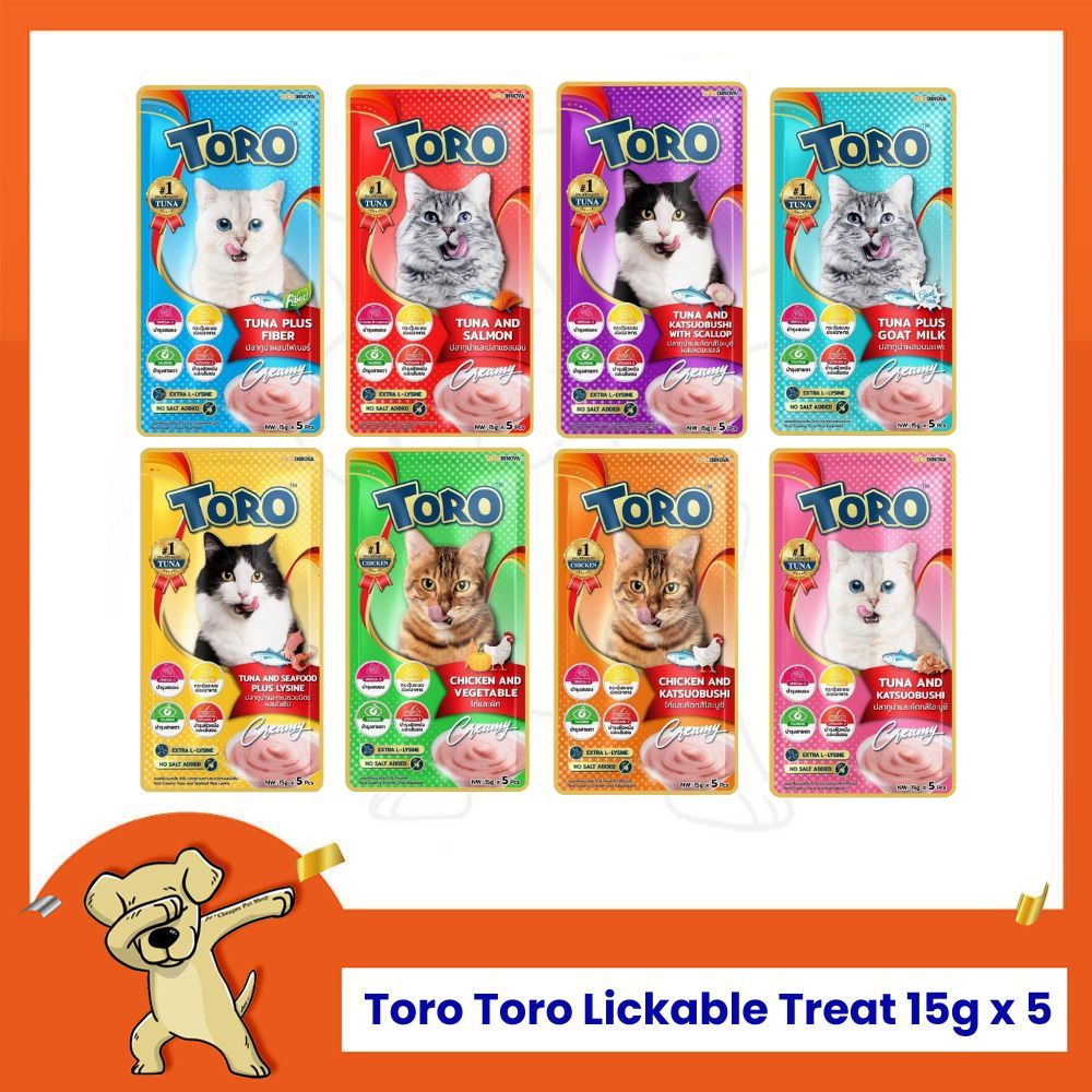 [Cheaper] [แพค 5 ซอง] Toro Toro Lickable Treat [มี 8 รสชาติ] 15g x 5ซอง โทโร โทโร่ ขนมแมวเลีย 15 กรัม (ซองเล็กมี5ชิ้น)