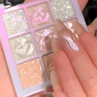 พาเลทอายแชโดว์ 9 สี พาเลทตา ประกายมุก แฟลช ไฮไลท์ สีสวย กันน้ำ ติดทน แบบพกพา