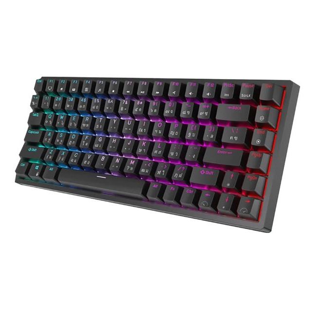 WIRELESS KEYBOARD (คีย์บอร์ดไร้สาย) ROYAL KLUDGE RK84 (BLACK) (RK BLUE SWITCH - RGB LED - EN/TH)