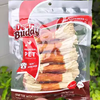 Dear Buddy ไก่พันทาโร่ 200 และ 400 กรัม ขนมสุนัข สันในไก่อบแห้ง ขนมหมา ของว่างสำหรับสุนัข ขนมน้องหมา