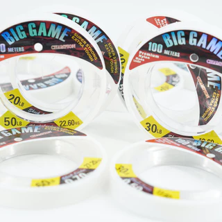 BIG GAME CHAMPION สายช็อคลีด บิ๊กเกม ยาว 50 และ 100 เมตร ขนาด 20-100 ปอนด์ สายเอ็นหน้า ตกปลาฟันคม