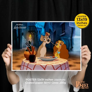 Lady and the Tramp Poster โปสเตอร์ภาพพิมพ์ดิจิตอล ทรามวัยกับเจ้าตูบ Animation สุดคลาสสิก