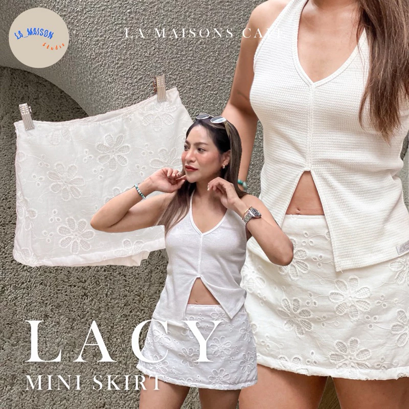 กระโปรงทรงสั้น กระโปรงลูกไม้ Lacy mini Skirt