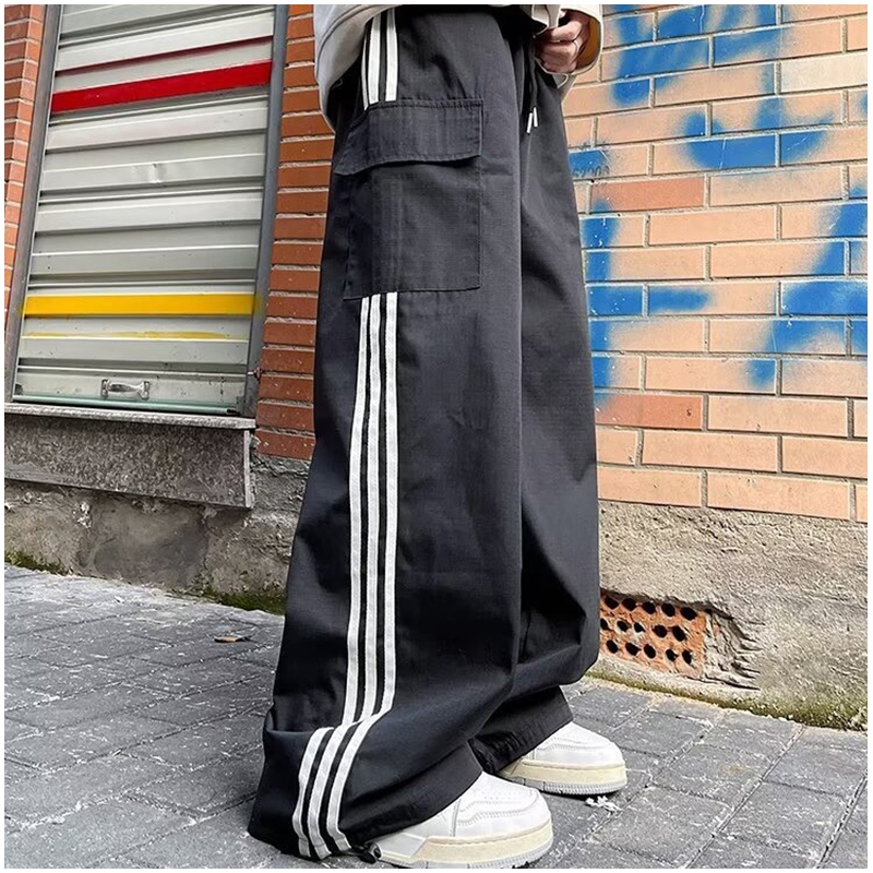 กางเกงชาย  มีแถบข้าง3แถบ กางเกงวอร์มขากว้าง วัยรุ่นสไตล์เกาหลี ไซซ์ M - 3XL กางเกงขายาวทรงตรง  แบบบาง การออก