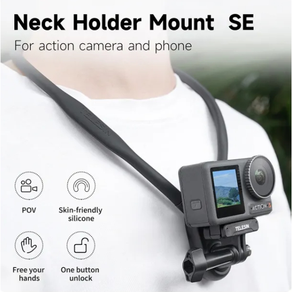 TELESIN U Shape Neck Holder Mount SE TE-HNB-003 (ไม่มีแม่เหล็ก) สำหรับกล้องแอคชั่นและมือถือ ถ่ายรูป ถ่ายวีดีโอ