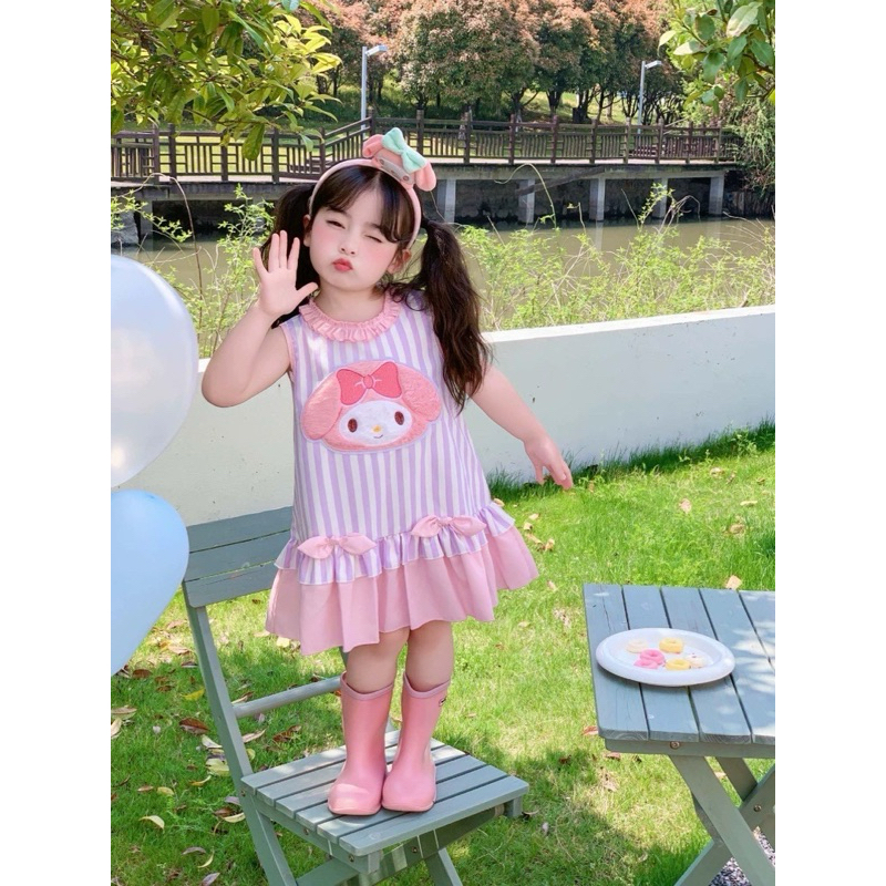 พร้อมส่ง ชุดเดรสลูกสาวSanrio ปักลายเมโลดี้