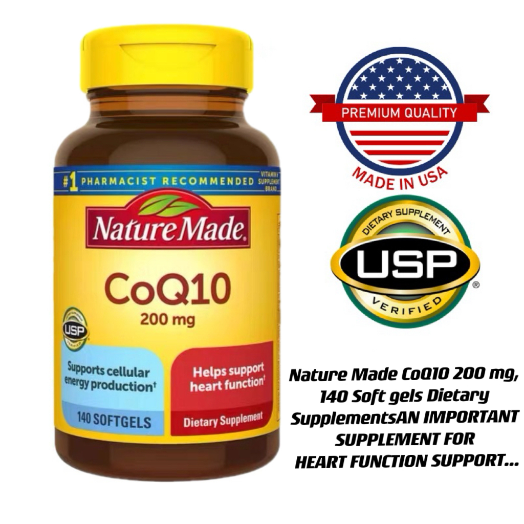 📢Nature Made CoQ10 200 mg 140 Softgels โคคิวเทน บำรุงหัวใจ ต่อต้านสารอนุมูลอิสระ เพิ่มภูมิคุ้มกัน และ การเผาผลาญพลังงาน