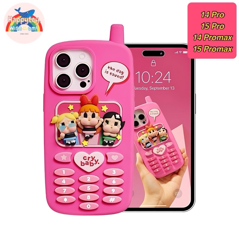 (พร้อมส่งใน CODE ลด10-15%)เคสโทรศัพท์มือถือ ลาย POPMART CRYBABY POWERPUFF GIRLS iPhone15 PRO MAX