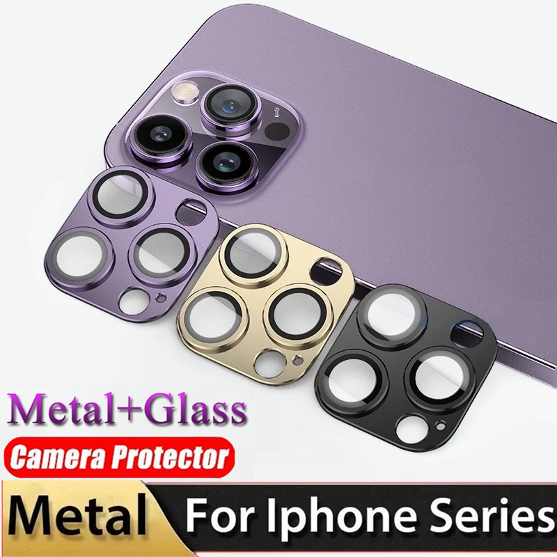 ฟิล์มป้องกันสำหรับเลนส์โลหะ for iPhone 11 12 13 14 15 Pro Max Plus การป้องกันเลนส์โลหะ ฟิล์มกล้องสำหรับ ไอโฟน