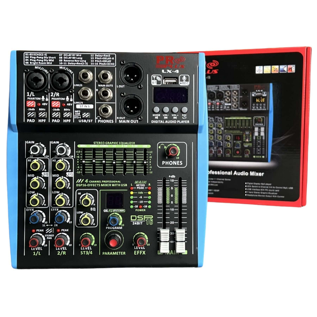 มิกเซอร์ PROPLUS โปรพลัส LX4  มี EQ เอฟเฟค16DSP / USB / BLUETOOTH อัดเสียงได้ MIXER